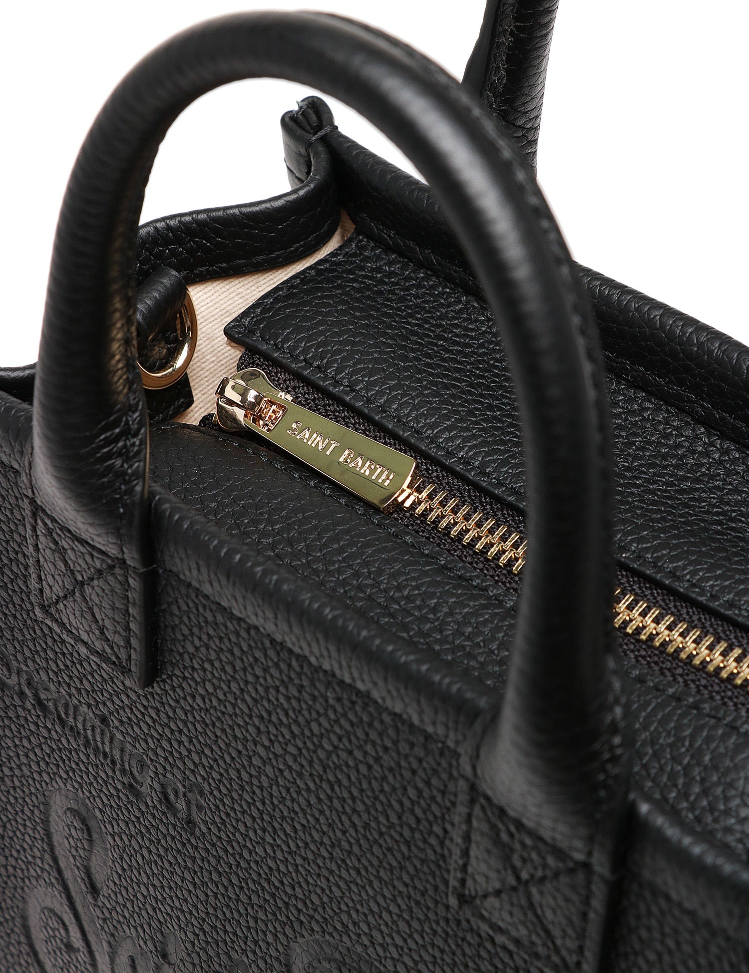 BORSA MC 2 SAINT BARTH VANITY BAG MINI NERA IN PELLE MARTELLATA CON LOGO IMPRESSO A CALDO
