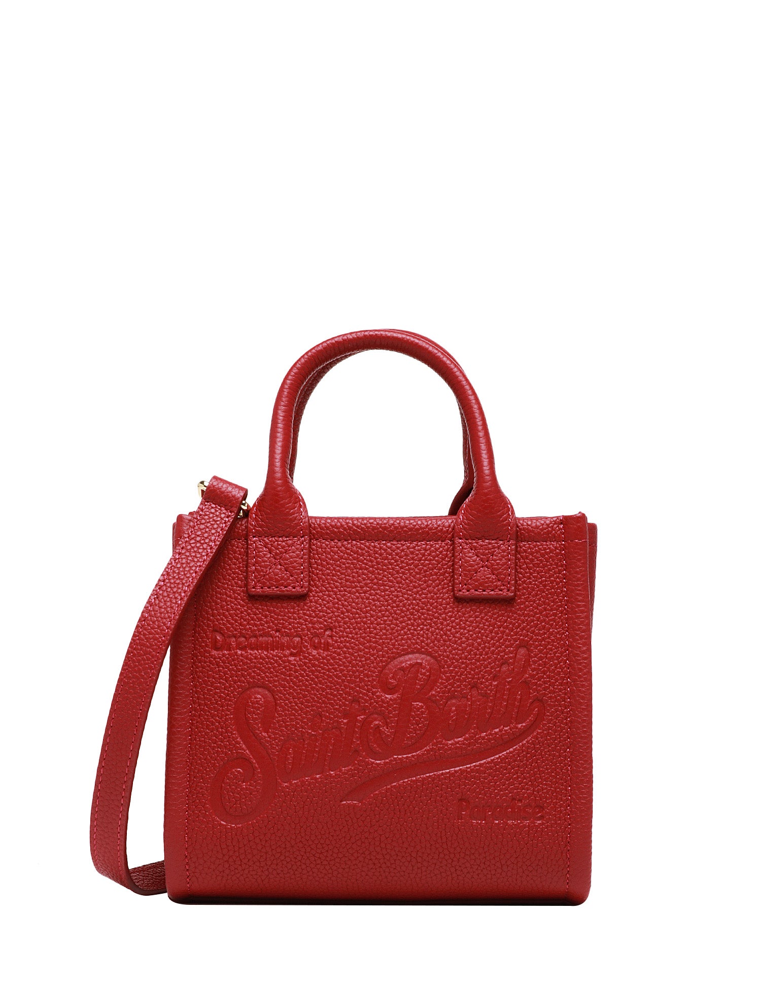 BORSA DONNA MC 2 SAINT BARTH VANITY BAG MINI BORDEAUX IN PELLE MARTELLATA CON MANICI