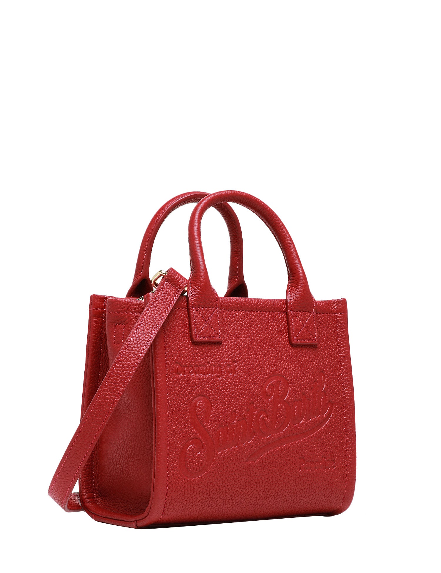 BORSA DONNA MC 2 SAINT BARTH VANITY BAG MINI BORDEAUX IN PELLE MARTELLATA CON MANICI