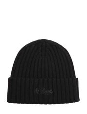 CAPPELLO MC 2 SAINT BARTH NERO IN CASHMERE A COSTE CON RICAMO LOGO