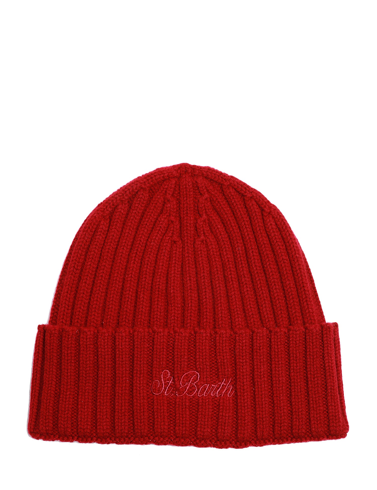 CAPPELLO MC 2 SAINT BARTH WENGEN BORDEAUX IN CASHMERE A COSTE CON RICAMO LOGO