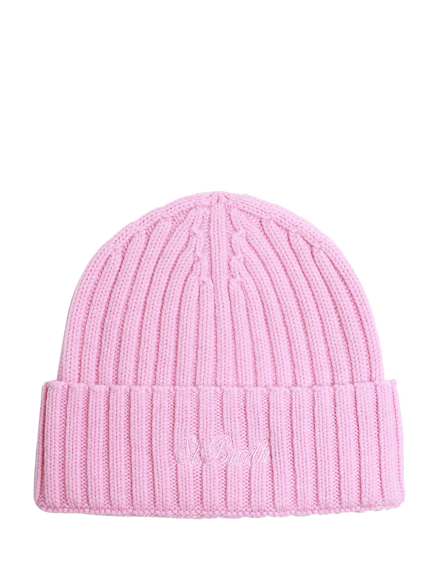 CAPPELLO MC 2 SAINT BARTH WENGEN ROSA IN CASHMERE A COSTE CON RICAMO LOGO