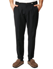PANTALONE UOMO MYTHS NERO CON PENCE SINGOLA DAVANTI CARROT FIT