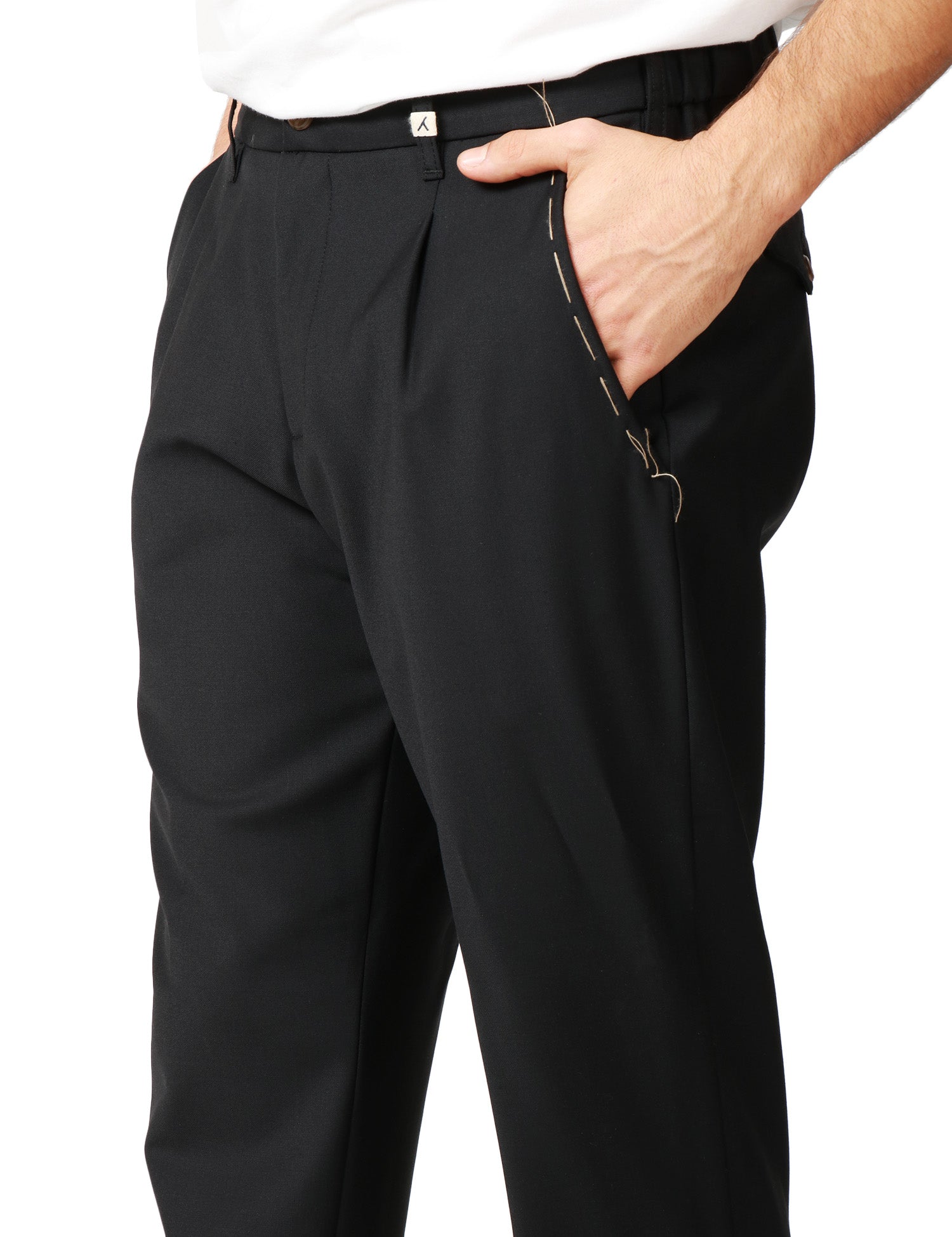 PANTALONE UOMO MYTHS NERO CON PENCE SINGOLA DAVANTI CARROT FIT