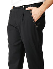 PANTALONE UOMO MYTHS NERO CON PENCE SINGOLA DAVANTI CARROT FIT