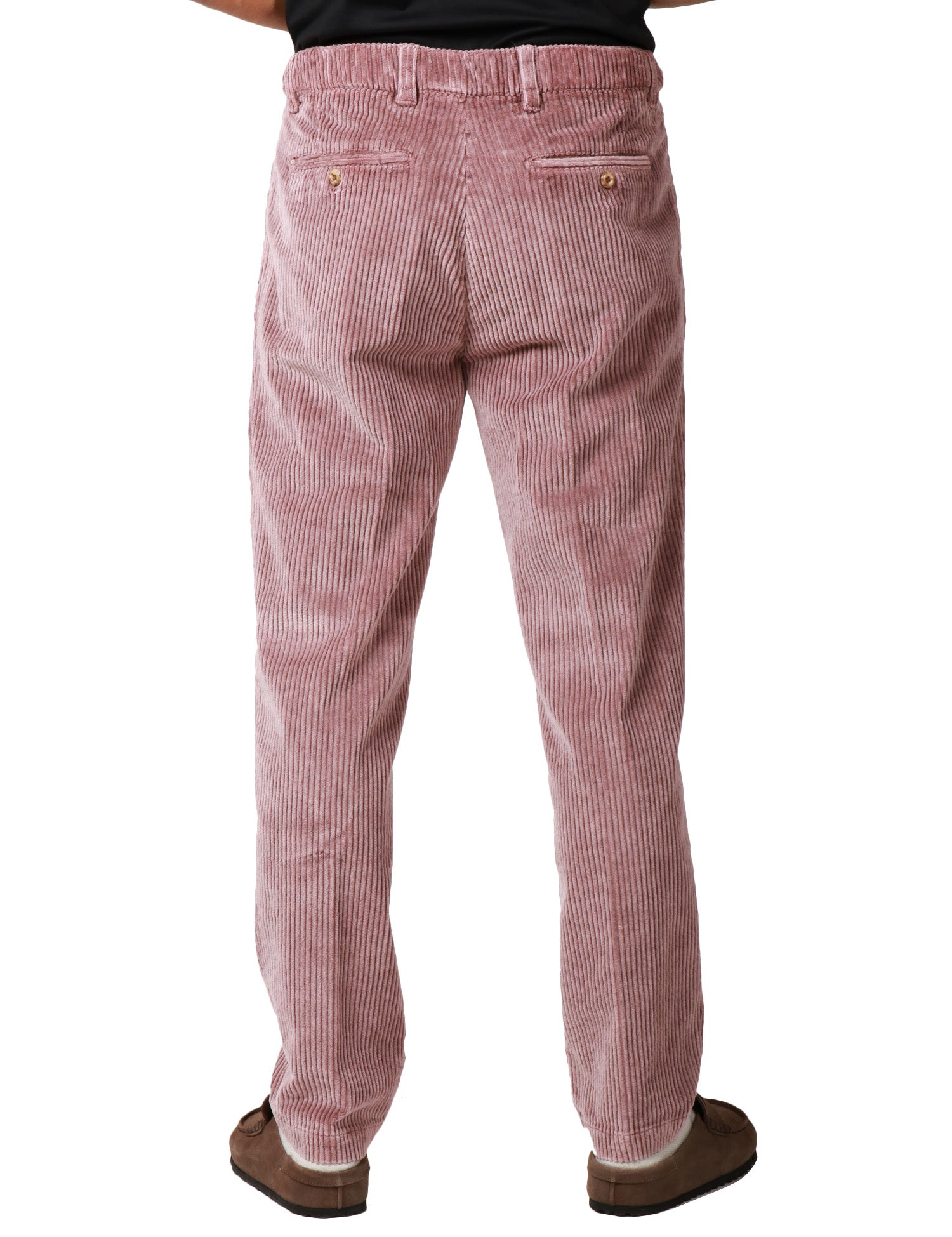 PANTALONE UOMO MYTHS ROSA IN VELLUTO A COSTE CON PENCE SINGOLA A GAMBA DRITTA