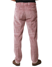 PANTALONE UOMO MYTHS ROSA IN VELLUTO A COSTE CON PENCE SINGOLA A GAMBA DRITTA