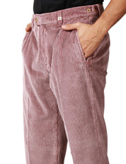PANTALONE UOMO MYTHS ROSA IN VELLUTO A COSTE CON PENCE SINGOLA A GAMBA DRITTA
