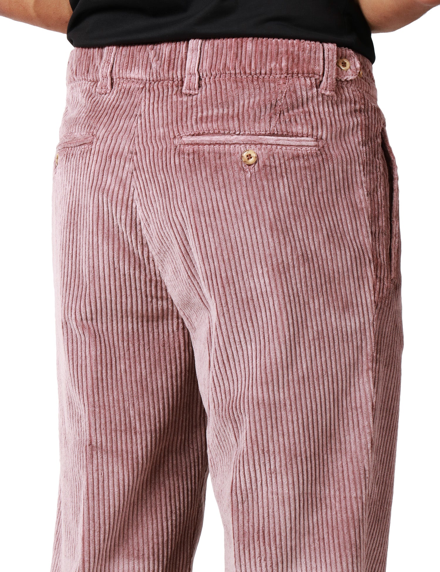 PANTALONE UOMO MYTHS ROSA IN VELLUTO A COSTE CON PENCE SINGOLA A GAMBA DRITTA