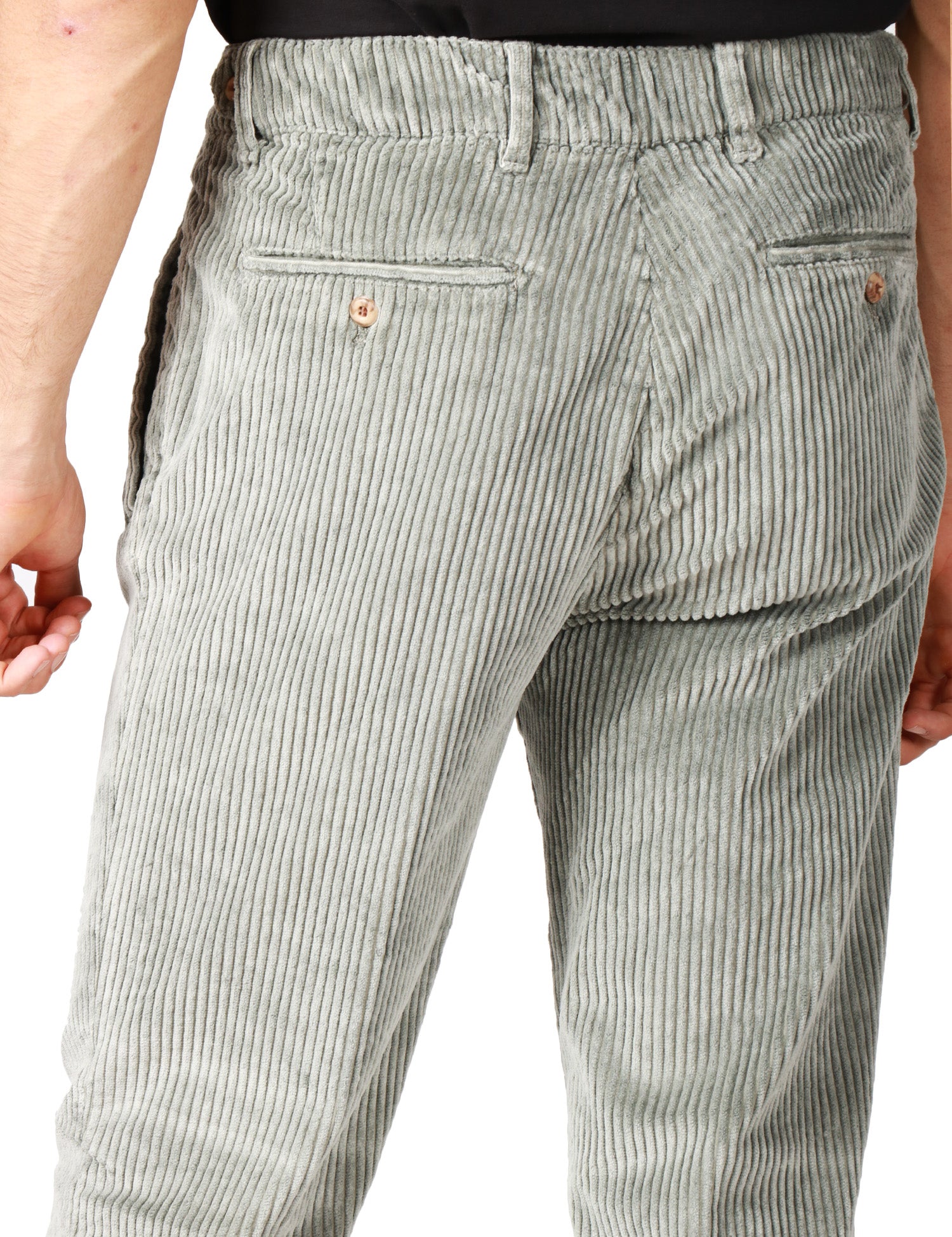 PANTALONE UOMO MYTHS SALVIA IN VELLUTO CON PENCE SINGOLA CARROT FIT