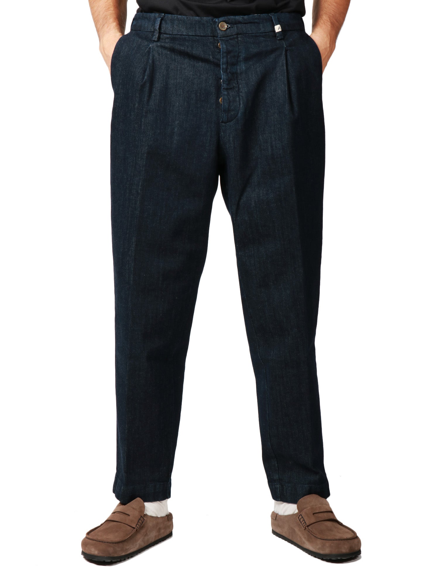 JEANS UOMO MYTHS DENIM BLU SCURO A GAMBA DRITTA CON PENCES