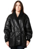 Eco-montone donna nineminutes nero shearling con due bottoni e manica voluminosa