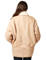ECOMONTONE DONNA NINEMINUTES COFFEE SHEARLING CON DUE BOTTONI E MANICA VOLUMINOSA