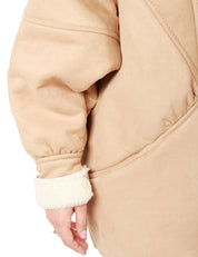 ECOMONTONE DONNA NINEMINUTES COFFEE SHEARLING CON DUE BOTTONI E MANICA VOLUMINOSA