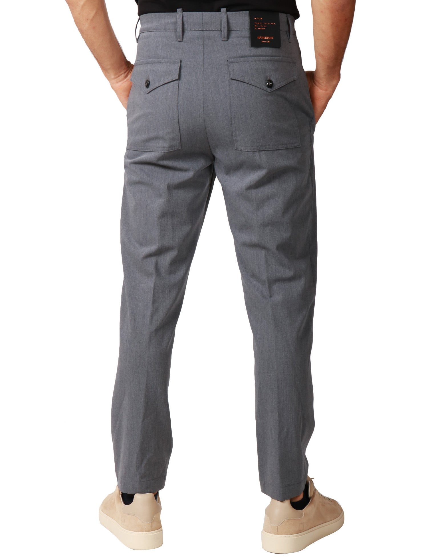 PANTALONE UOMO OFFICINA 36 DANA GRIGIO CON COULISSE E TASCHE POSTERIORI CON PATTA E BOTTONE