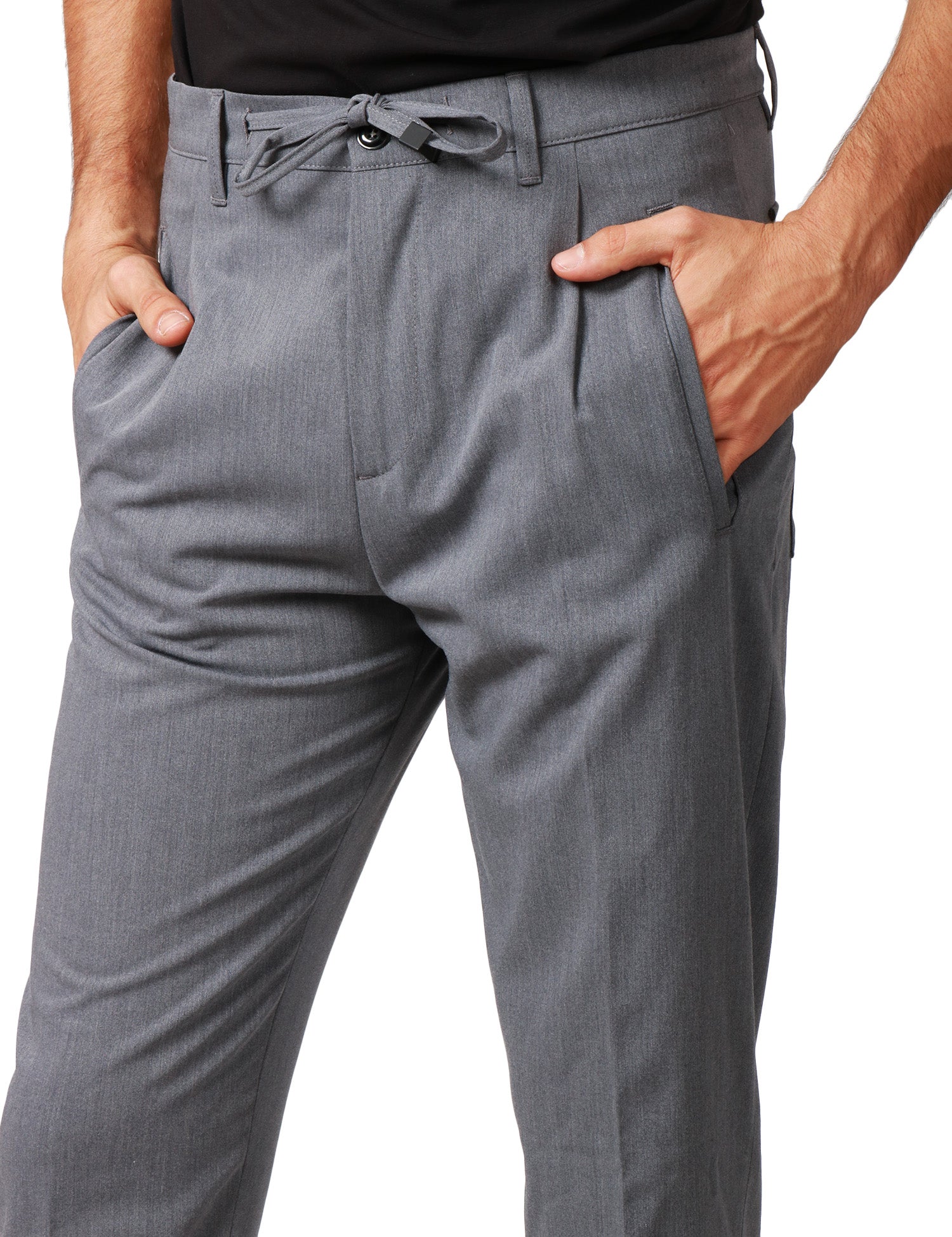 PANTALONE UOMO OFFICINA 36 DANA GRIGIO CON COULISSE E TASCHE POSTERIORI CON PATTA E BOTTONE