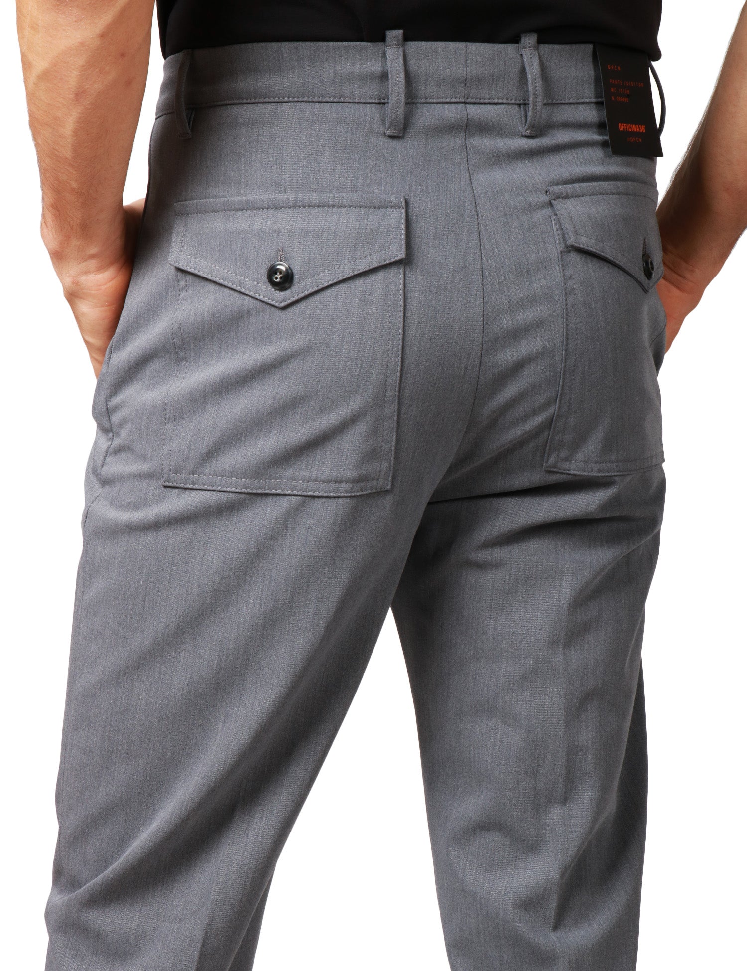 PANTALONE UOMO OFFICINA 36 DANA GRIGIO CON COULISSE E TASCHE POSTERIORI CON PATTA E BOTTONE