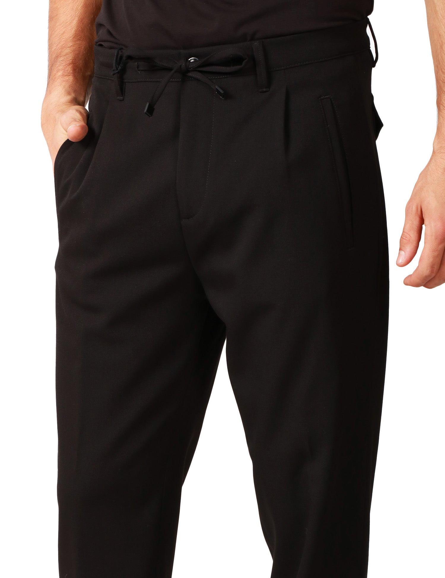 PANTALONE UOMO OFFICINA 36 DANA NERO CON COULISSE E TASCHE POSTERIORI CON PATTA