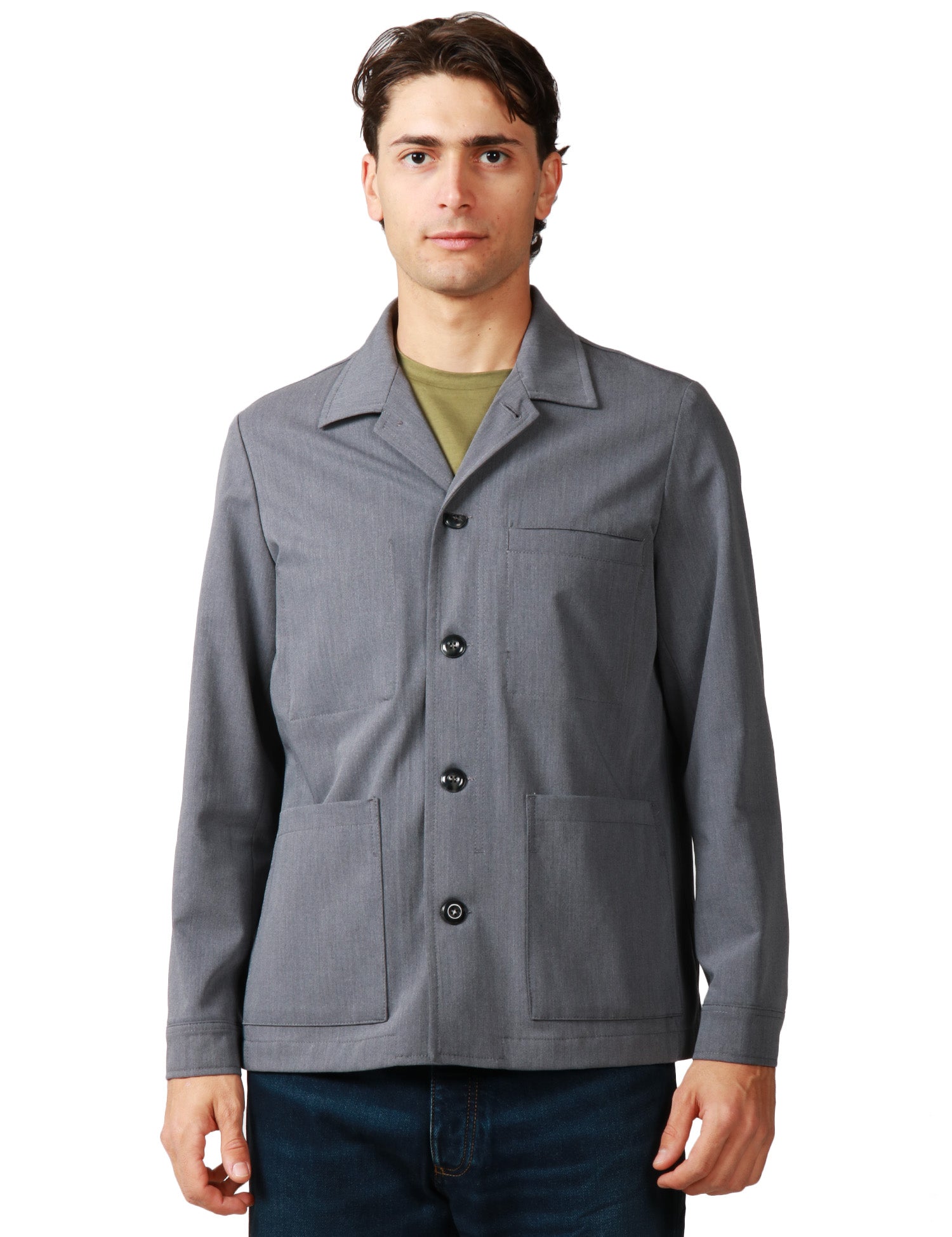 GIACCA UOMO OFFICINA 36 DANA GRIGIA CON COLLETTO REVER E TASCHE A TOPPA DAVANTI