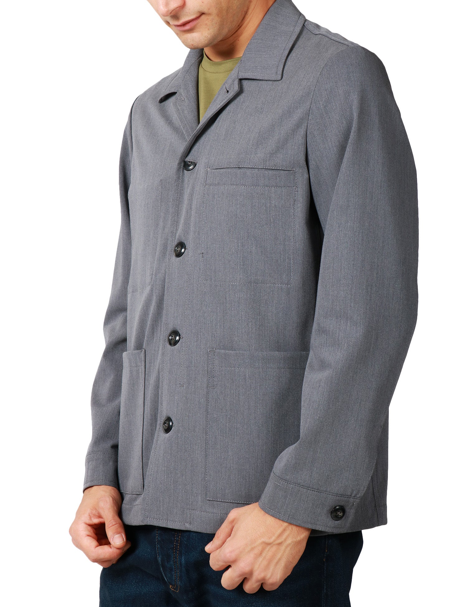 GIACCA UOMO OFFICINA 36 DANA GRIGIA CON COLLETTO REVER E TASCHE A TOPPA DAVANTI