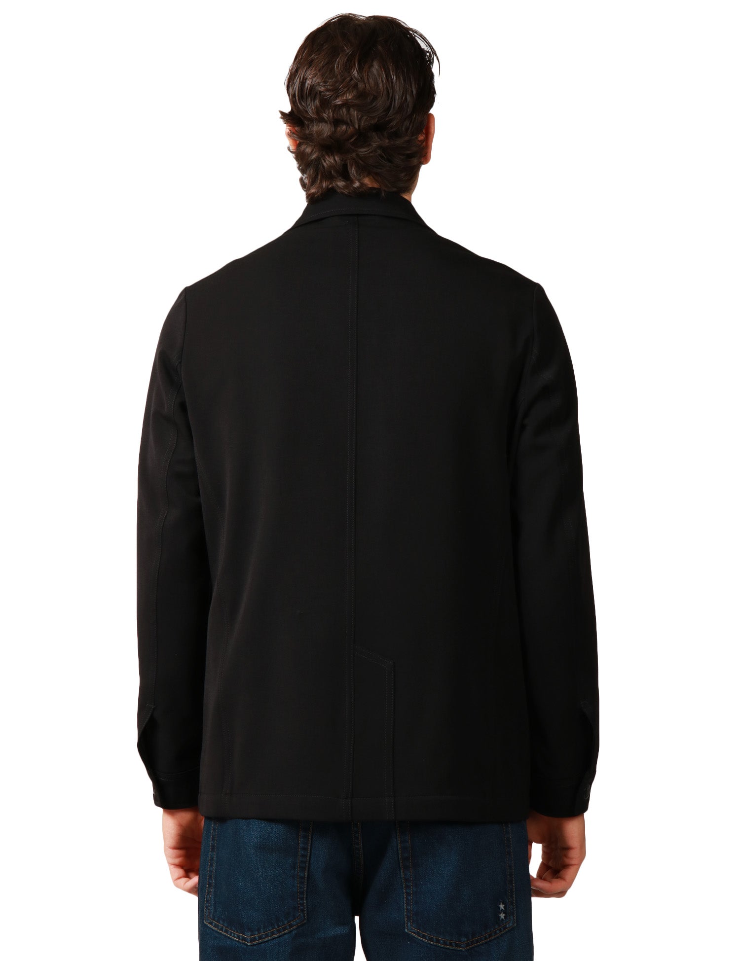 GIACCA UOMO OFFICINA 36 DANA NERA MONOPETTO CON COLLETTO REVER E TASCHE A TOPPA DAVANTI