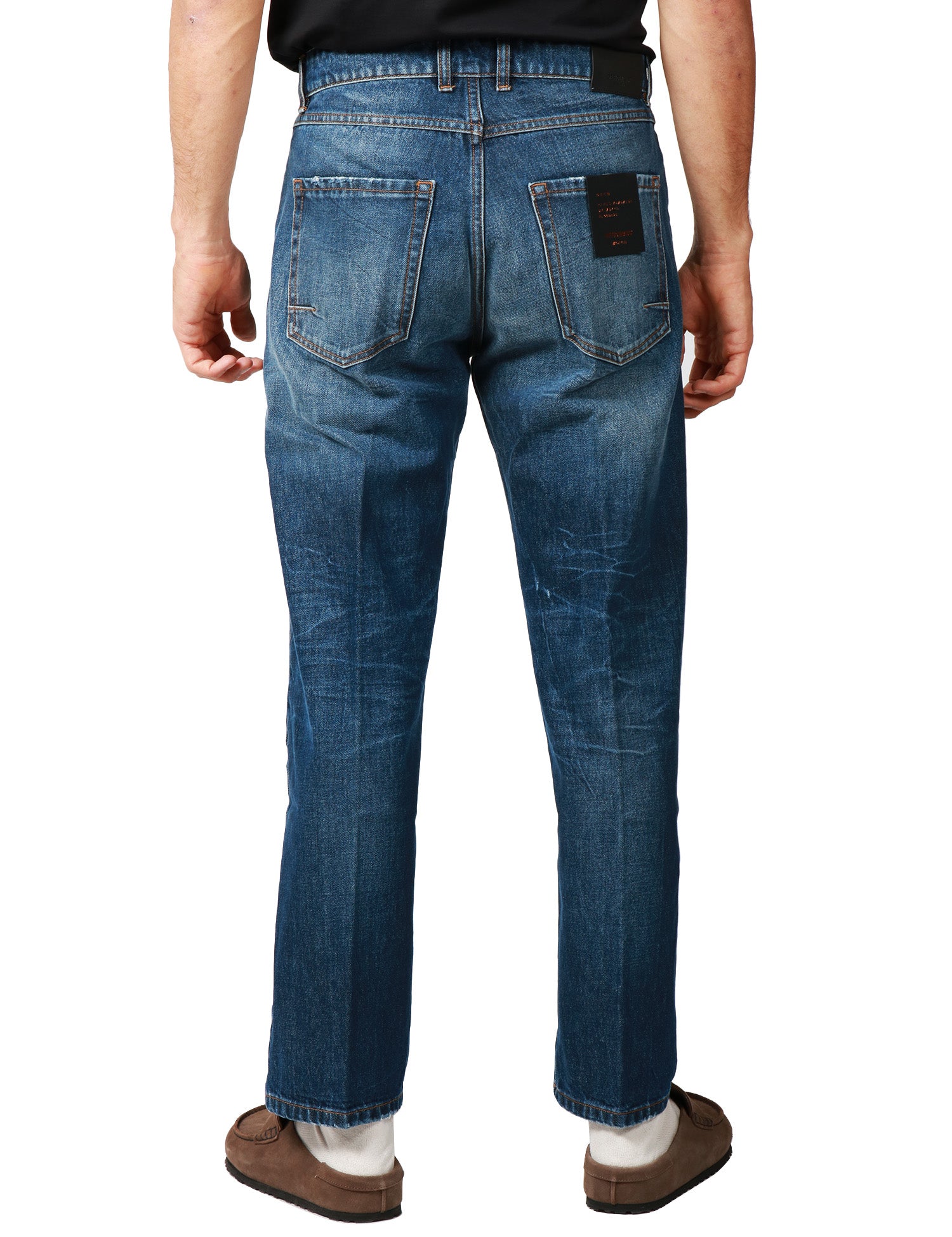 JEANS UOMO OFFICINA 36 PRINCE BLU DENIM CON EFFETTO VINTAGE A GAMBA DRITTA