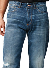 JEANS UOMO OFFICINA 36 PRINCE BLU DENIM CON EFFETTO VINTAGE A GAMBA DRITTA