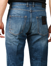 JEANS UOMO OFFICINA 36 PRINCE BLU DENIM CON EFFETTO VINTAGE A GAMBA DRITTA
