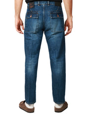 JEANS UOMO OFFICINA 36 PRINCE BLU DENIM A GAMBA DRITTA CON TASCHE POSTERIORI A TOPPA CON PATTA