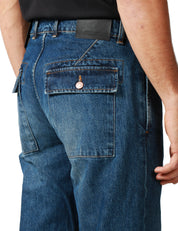 JEANS UOMO OFFICINA 36 PRINCE BLU DENIM A GAMBA DRITTA CON TASCHE POSTERIORI A TOPPA CON PATTA