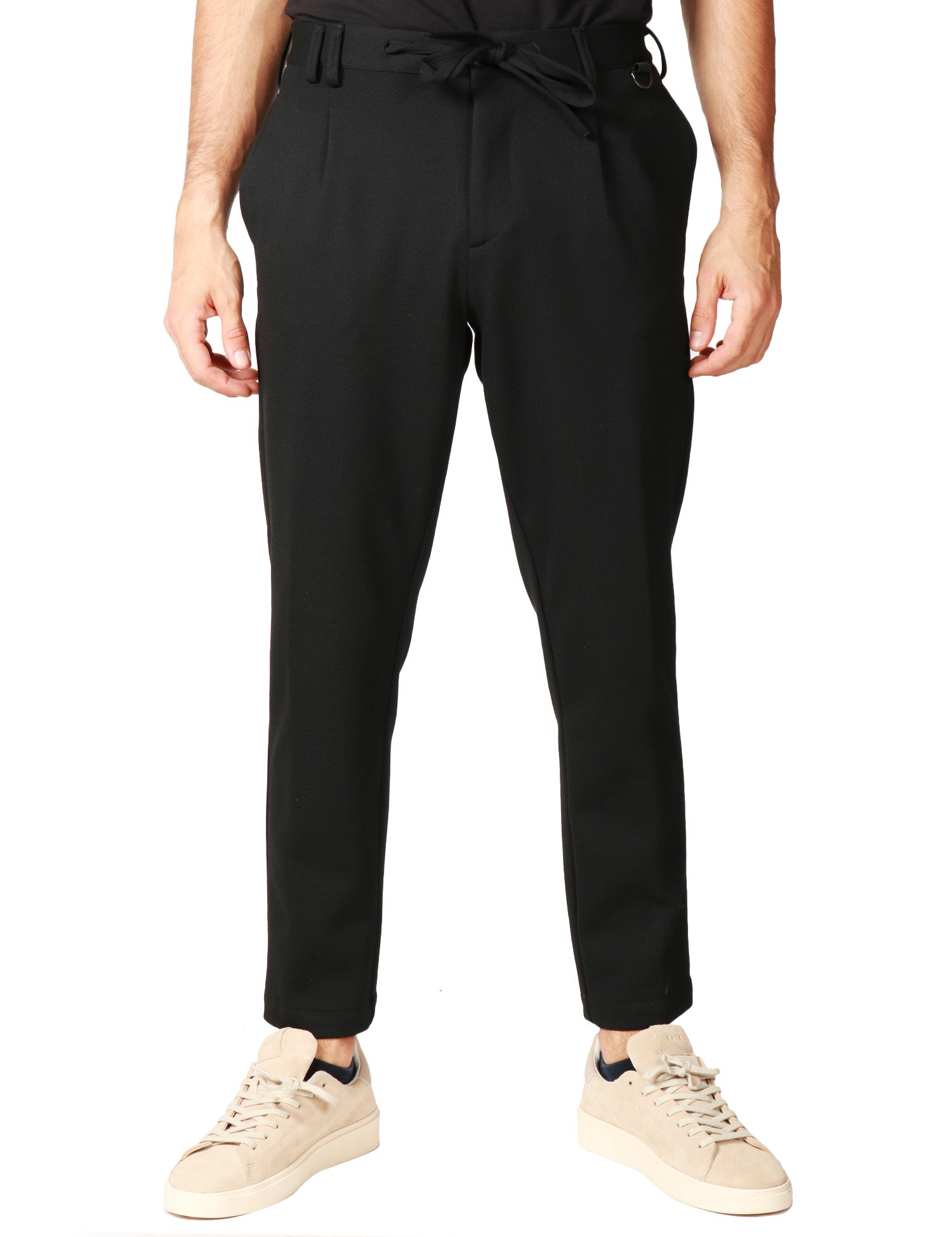 PANTALONE UOMO OFFICINA 36 WINNONA NERO CON VITA REGOLABILE E TASCHE POSTERIORI CON PATTE