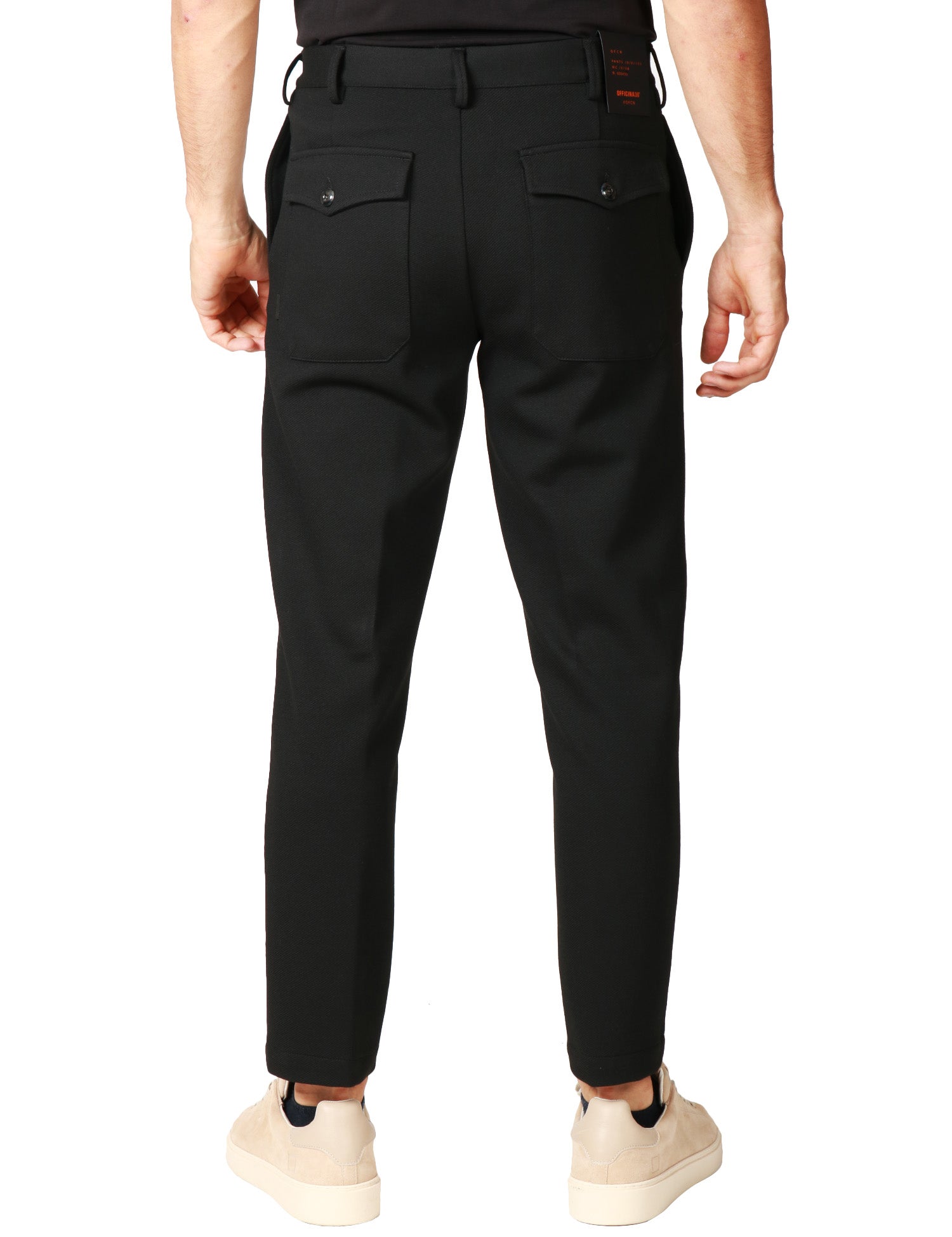 PANTALONE UOMO OFFICINA 36 WINNONA NERO CON VITA REGOLABILE E TASCHE POSTERIORI CON PATTE