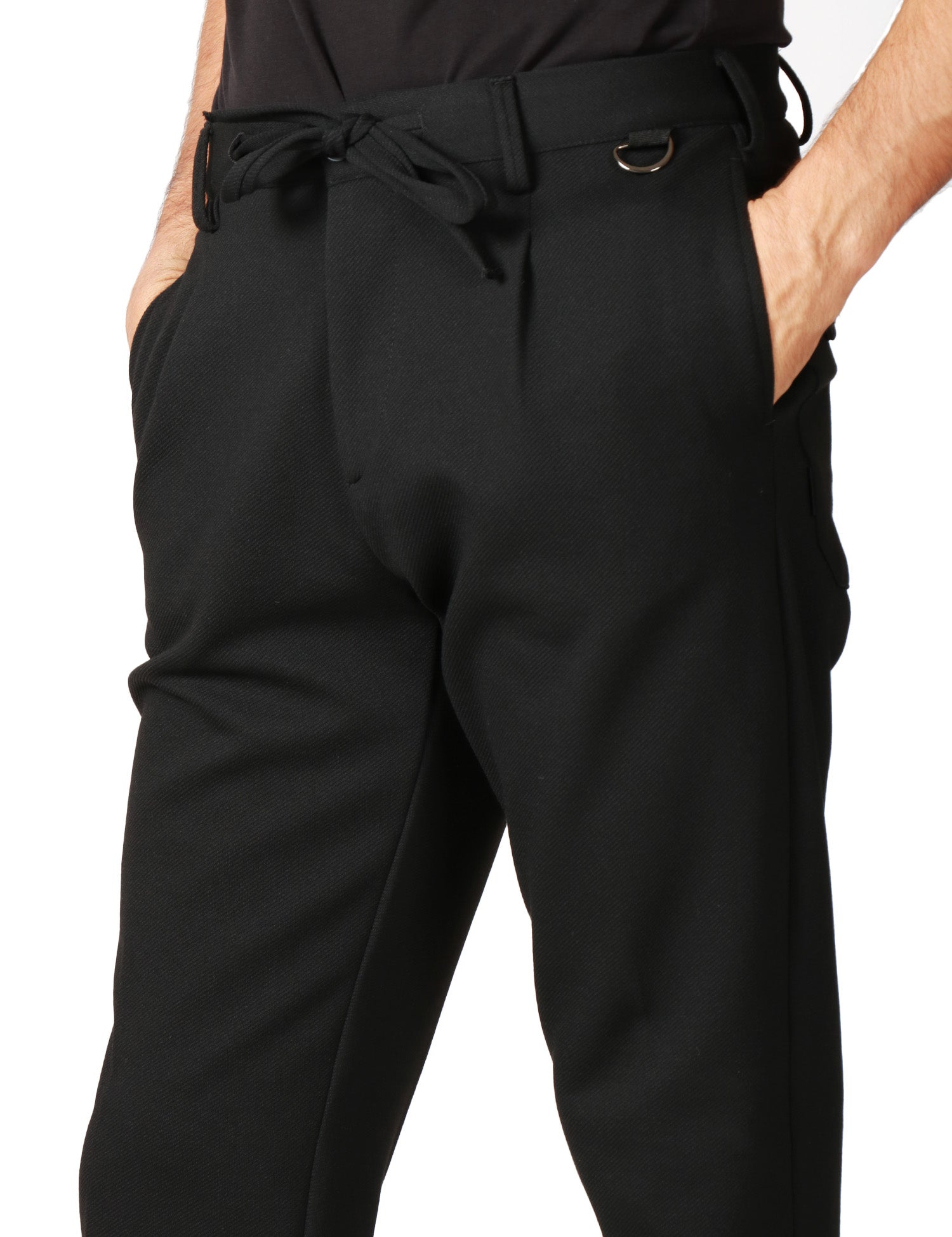 PANTALONE UOMO OFFICINA 36 WINNONA NERO CON VITA REGOLABILE E TASCHE POSTERIORI CON PATTE