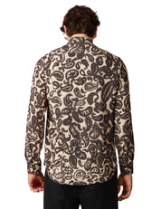 CAMICIA UOMO OFFICINA 36 TEA BEIGE FANTASIA IN VISCOSA