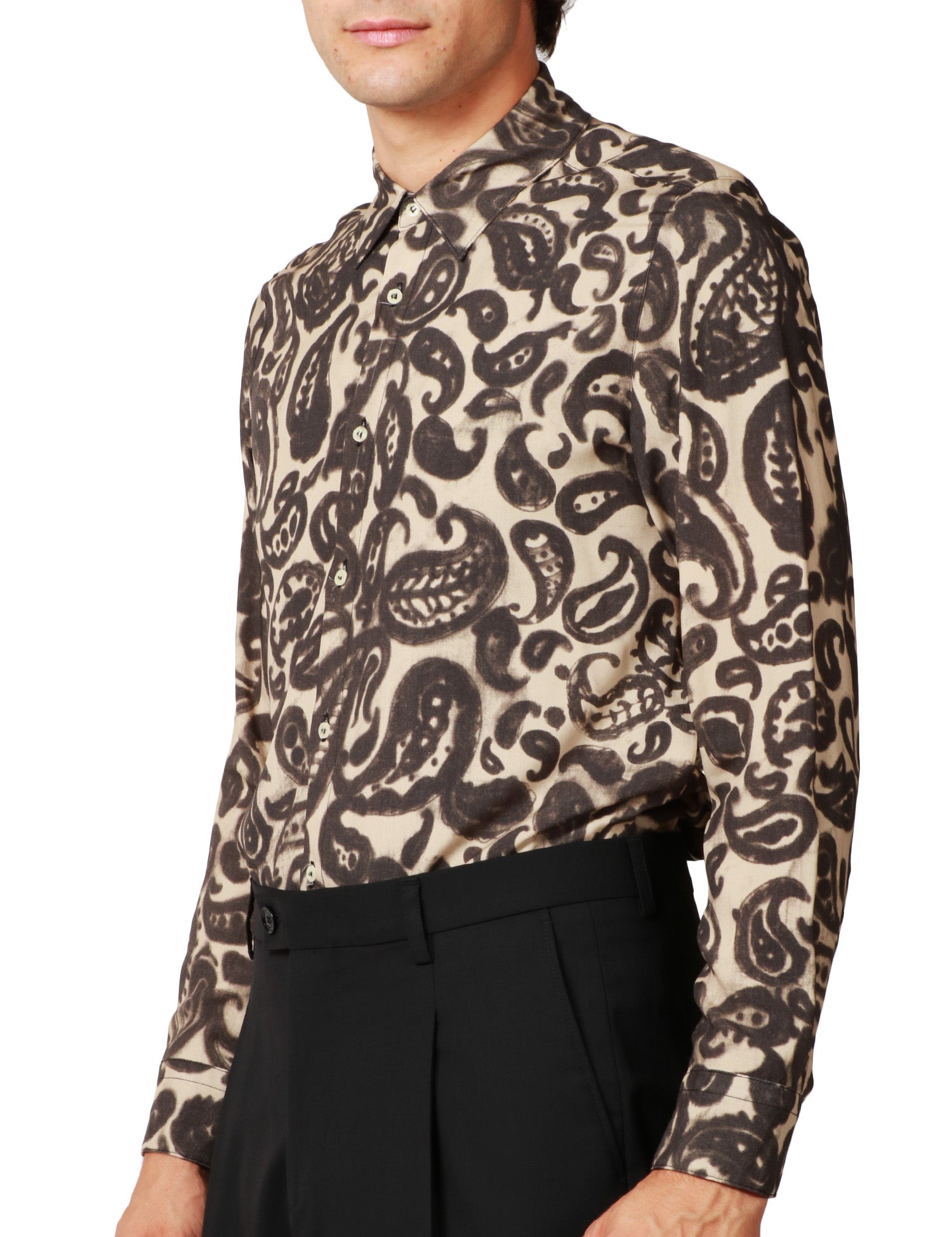 CAMICIA UOMO OFFICINA 36 TEA BEIGE FANTASIA IN VISCOSA