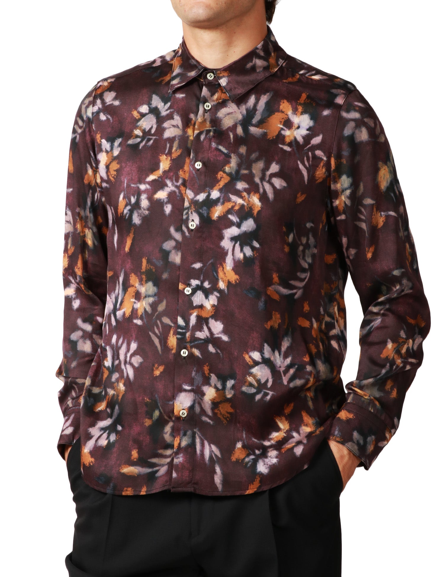 CAMICIA UOMO OFFICINA 36 TUNDRA BORDEAUX FANTASIA FLOREALE IN VISCOSA