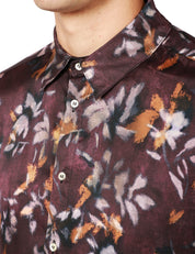 CAMICIA UOMO OFFICINA 36 TUNDRA BORDEAUX FANTASIA FLOREALE IN VISCOSA