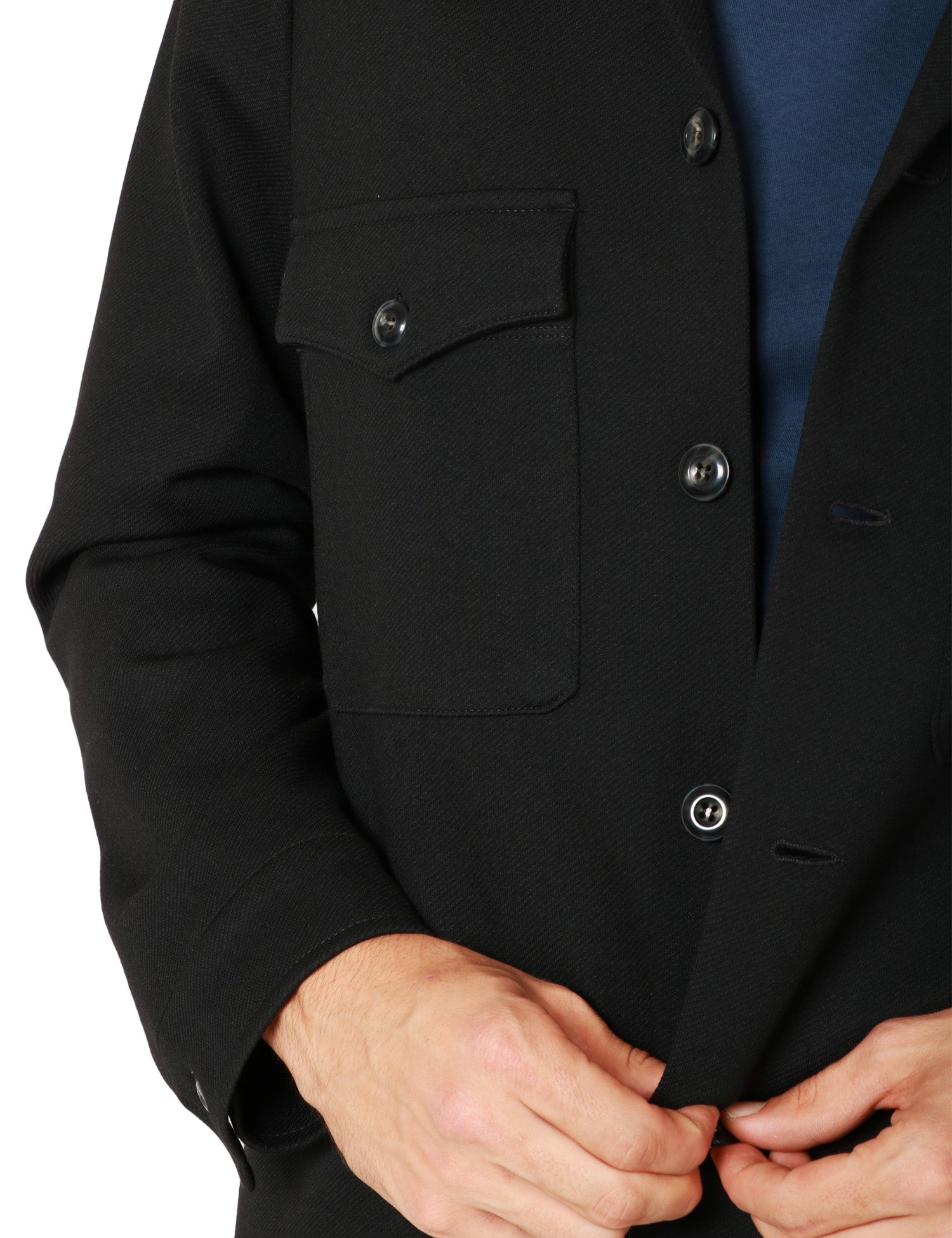 GIACCA UOMO OFFICINA 36 WINNONA BLACK CON COLLETTO, BOTTONI E TASCHE A PATTA ANTERIORI