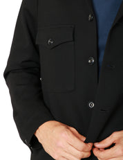 GIACCA UOMO OFFICINA 36 WINNONA BLACK CON COLLETTO, BOTTONI E TASCHE A PATTA ANTERIORI