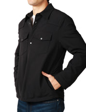 GIACCA CAMICIA UOMO OFFICINA 36 ALBIDA NERA CON TASCHE SUL PETTO E BOTTONI METTALICI