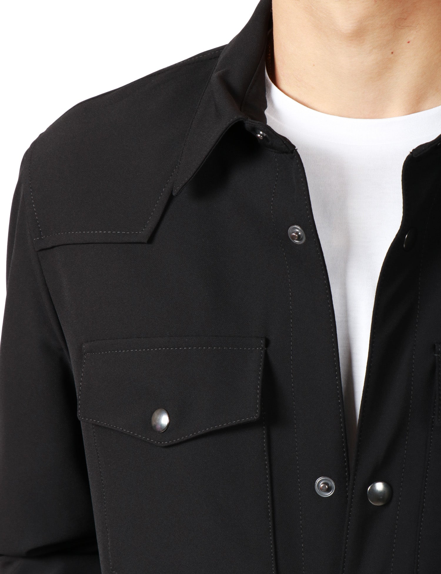 GIACCA CAMICIA UOMO OFFICINA 36 ALBIDA NERA CON TASCHE SUL PETTO E BOTTONI METTALICI