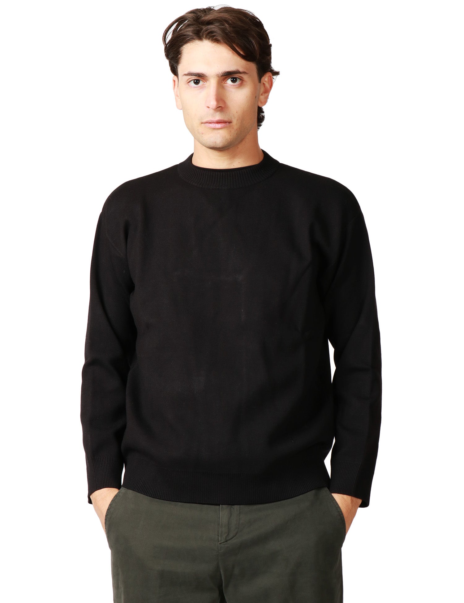 MAGLIA UOMO OFFICINA 36 NERO GIROCOLLO BOXY FIT