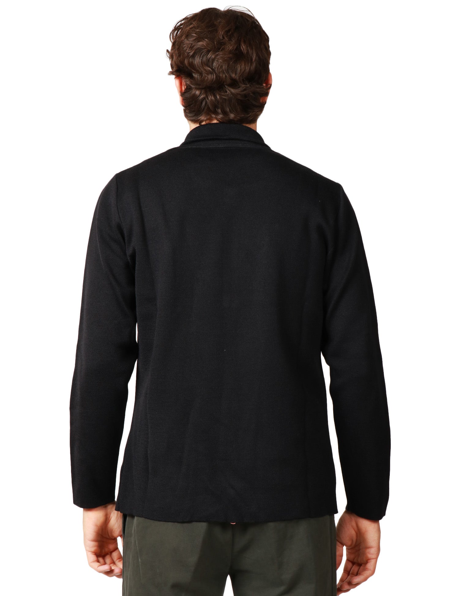 GIACCA UOMO OFFICINA 36 NERA CON PICCOLO COLLO E TASCHE APPLICATE DAVANTI