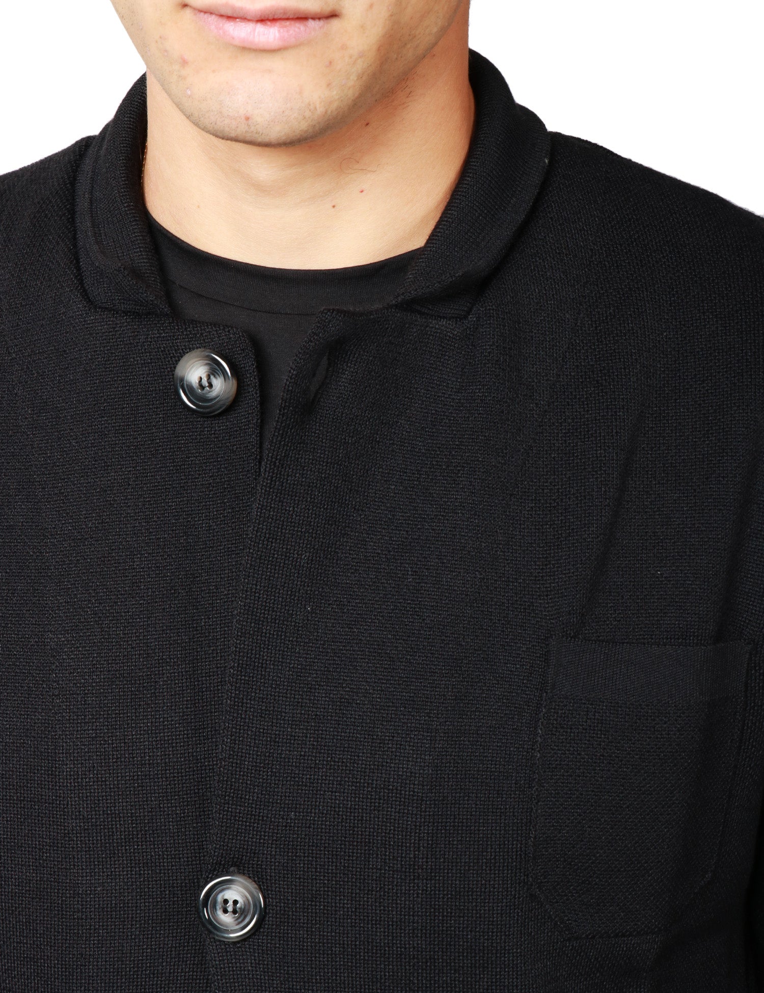 GIACCA UOMO OFFICINA 36 NERA CON PICCOLO COLLO E TASCHE APPLICATE DAVANTI