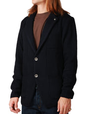 GIACCA UOMO OFFICINA 36 BLU MONOPETTO CON DUE BOTTONI IN MAGLIA A COSTE