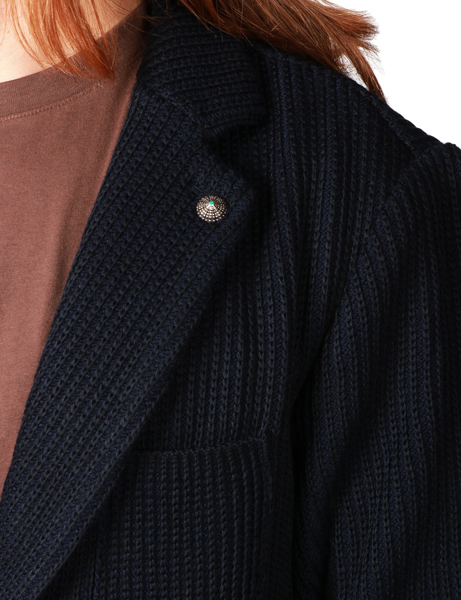 GIACCA UOMO OFFICINA 36 BLU MONOPETTO CON DUE BOTTONI IN MAGLIA A COSTE