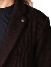 GIACCA UOMO OFFICINA 36 MORO MONOPETTO CON DUE BOTTONI IN MAGLIA A COSTE