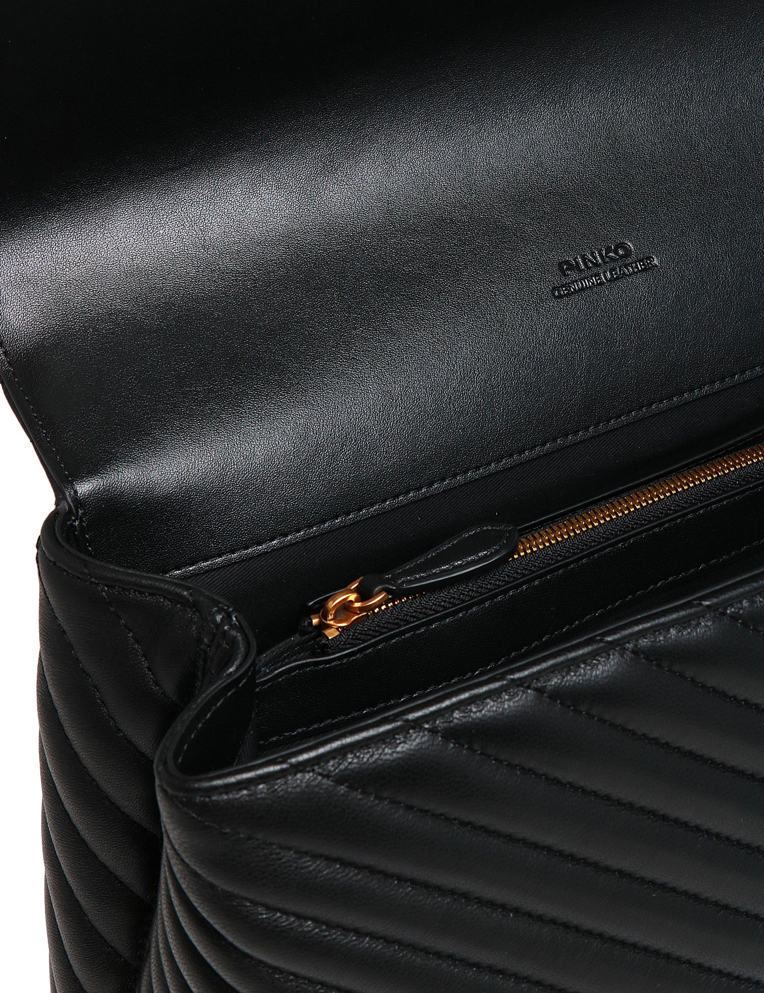 BORSA PINKO BIG LOVE BAG PUFF NERA IN NAPPA CON MAXI TRAPUNTATURA OBLIQUA E FIBBIA LOVE BIRDS IN METALLO DORATO