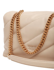 BORSA DONNA PINKO CLASSIC LOVE BAG PUFF BEIGE IN NAPPA CON TRAPUNTATURA OBLIQUA E FIBBIA LOVE BIRDS ORO