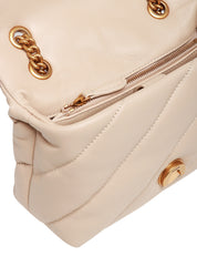 BORSA PINKO MINI LOVE PUFF BEIGE IN NAPPA CON TRAPUNTATURA OBLIQUA E FIBBIA LOVE BIRDS ORO